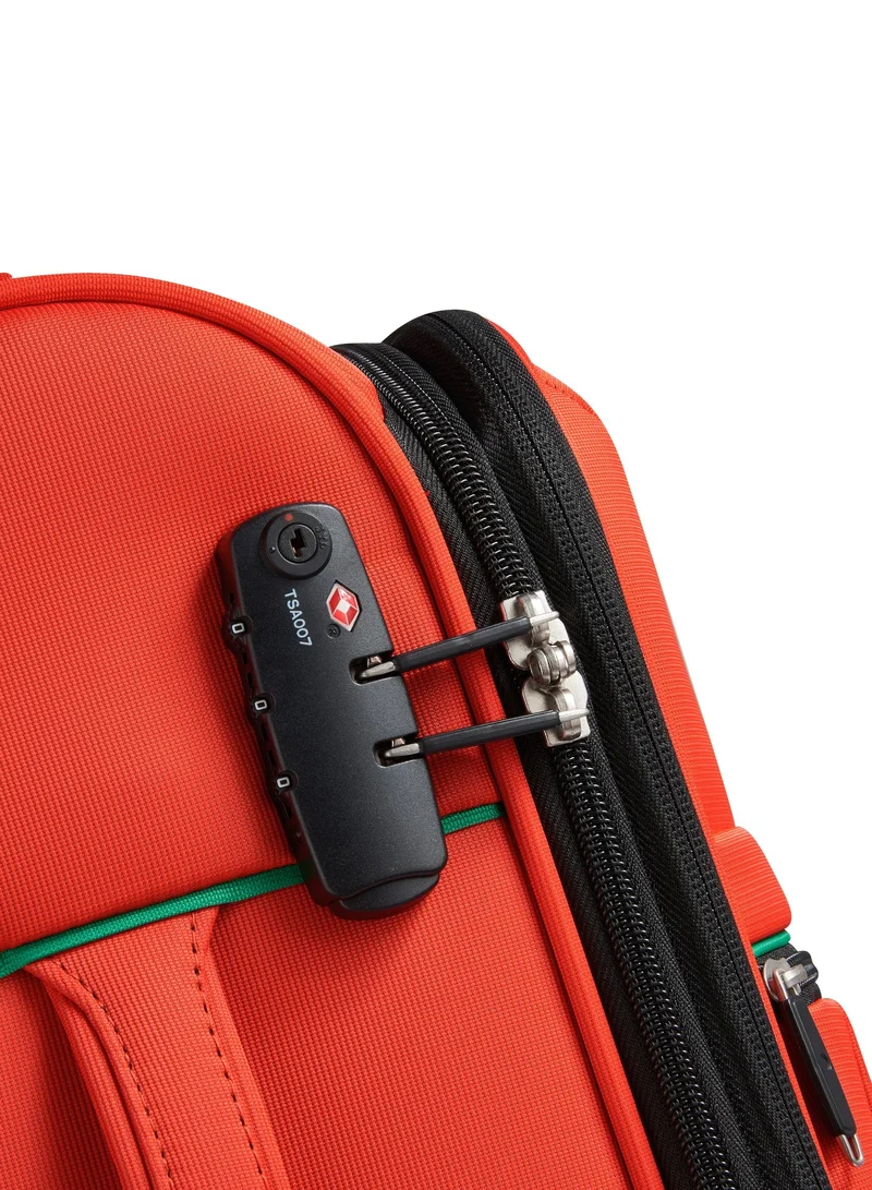 UNITED COLORS OF BENETTON  Color Block 55 Cm 4 Double Wheeled Softside Expandable Cabin Luggage Trolley Case - Red  | Best Price UAE